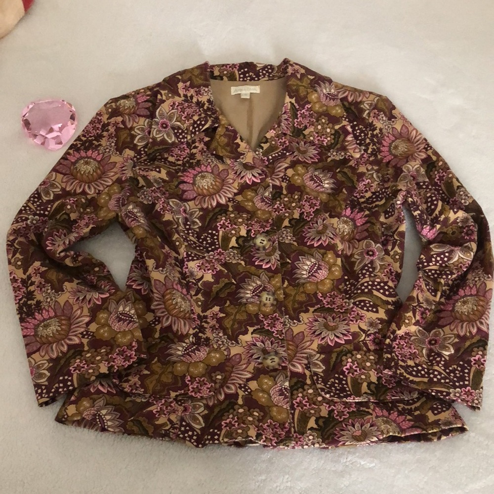 Blazer Season! Anna Paul Luxury Floral Patterned Cotton-Span! Vintage! Small!